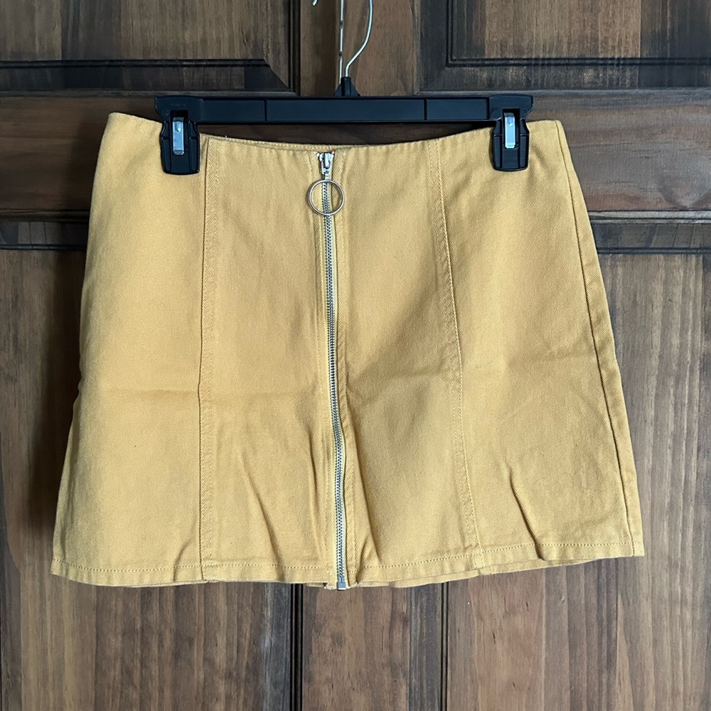 Jean zip up skirt
